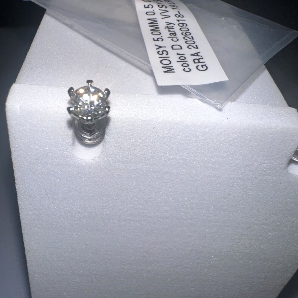 Moissanite Stud Earrings 0.5 Carat Sterling Silver - Picture 3 of 7